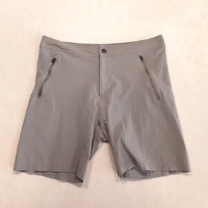 Mack Weldon Mens 4-Way Active Shorts M Gray 7" Inseam Zipper Pockets